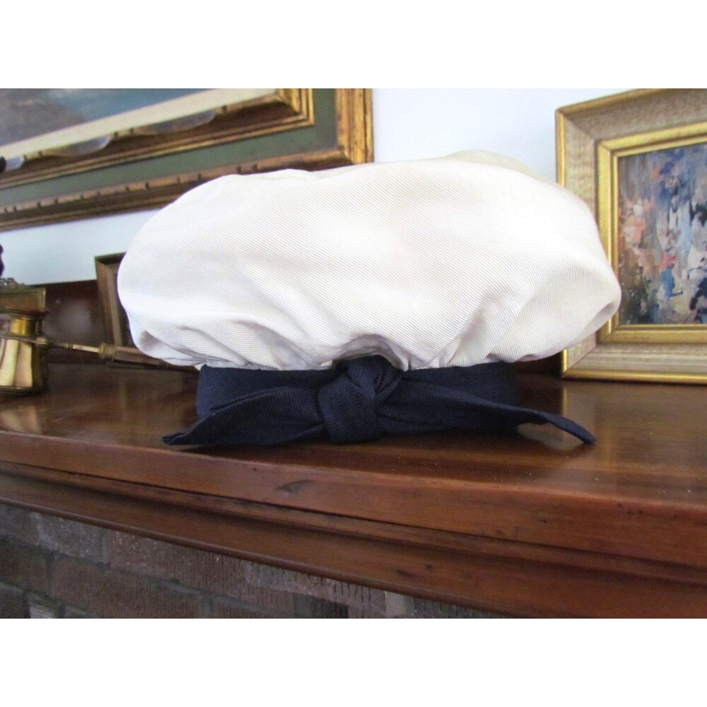 Vintage 1950s Sally Victor Boutique White Navy Sailor Tam Beret Hat